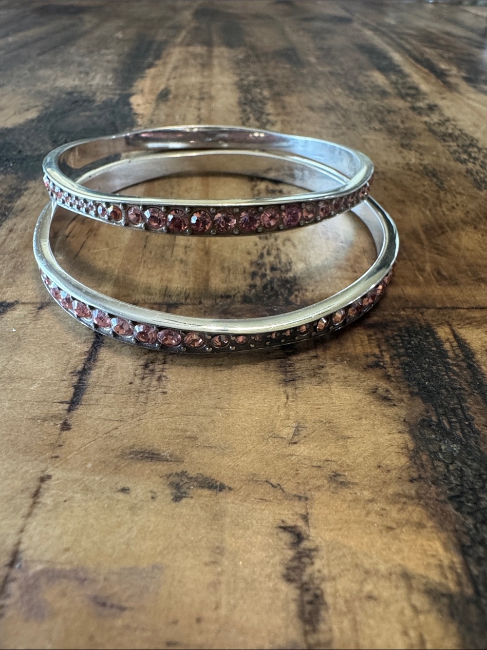 Brighton Silver-Tone Bangle Set with Pink Crystals
